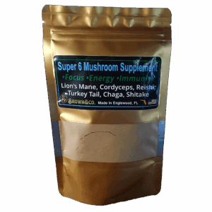 SuperSix Mushroom Extract Powder – 6‑Mushroom Fruiting-Body Blend (Lion’s Mane, Cordyceps, Reishi, Chaga, Shiitake, Turkey Tail)